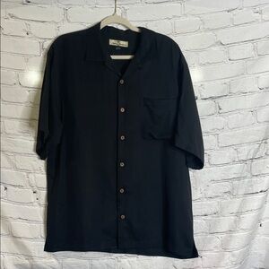 Tommy Bahama Black Short Sleeve Button Down Silk Shirt Size Medium